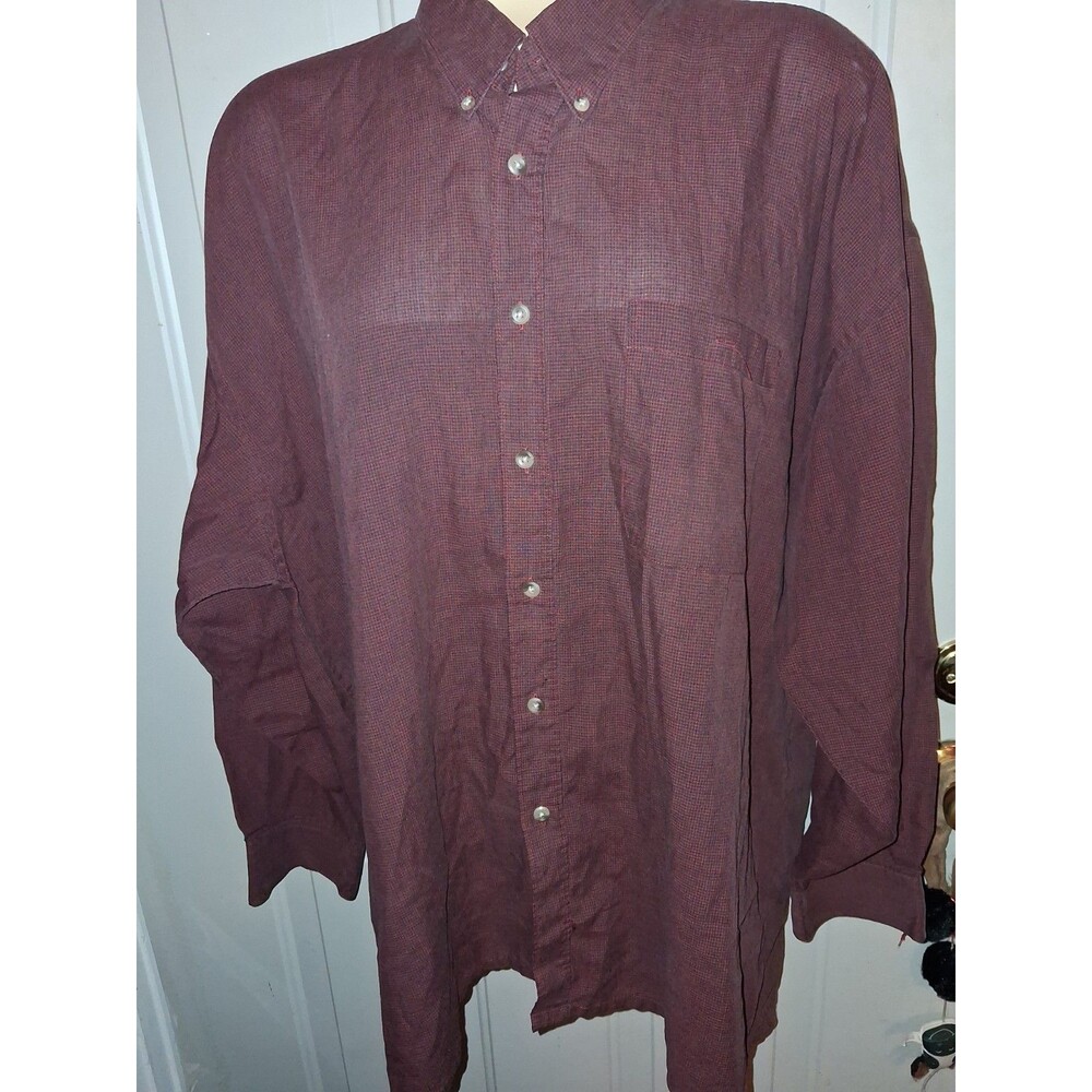 Falcon Bay Classics Shirt Mens 2X Tall Red Black Check Button Up Long Sleeve